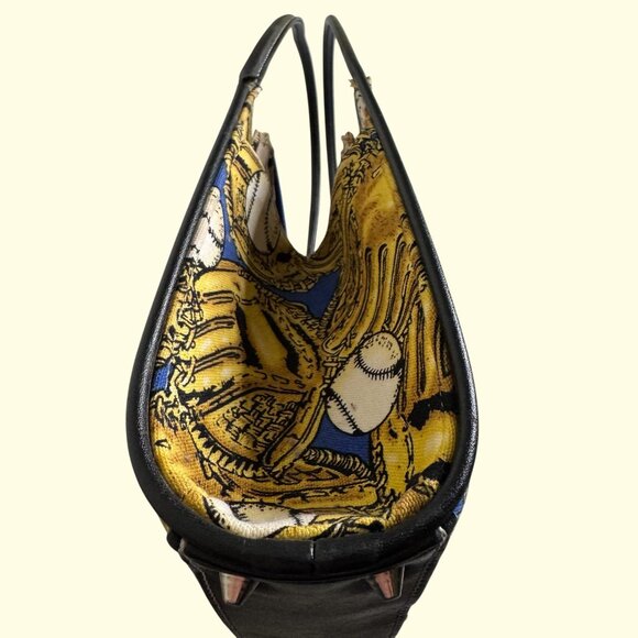 GUC Shoulder Bag Baseball Glove Print Blue Yellow Sporty - Picture 5 of 10